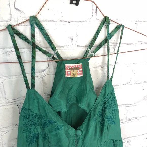 100% Silk Free People Green Flowy Dress/Tunic - Picture 5 of 8